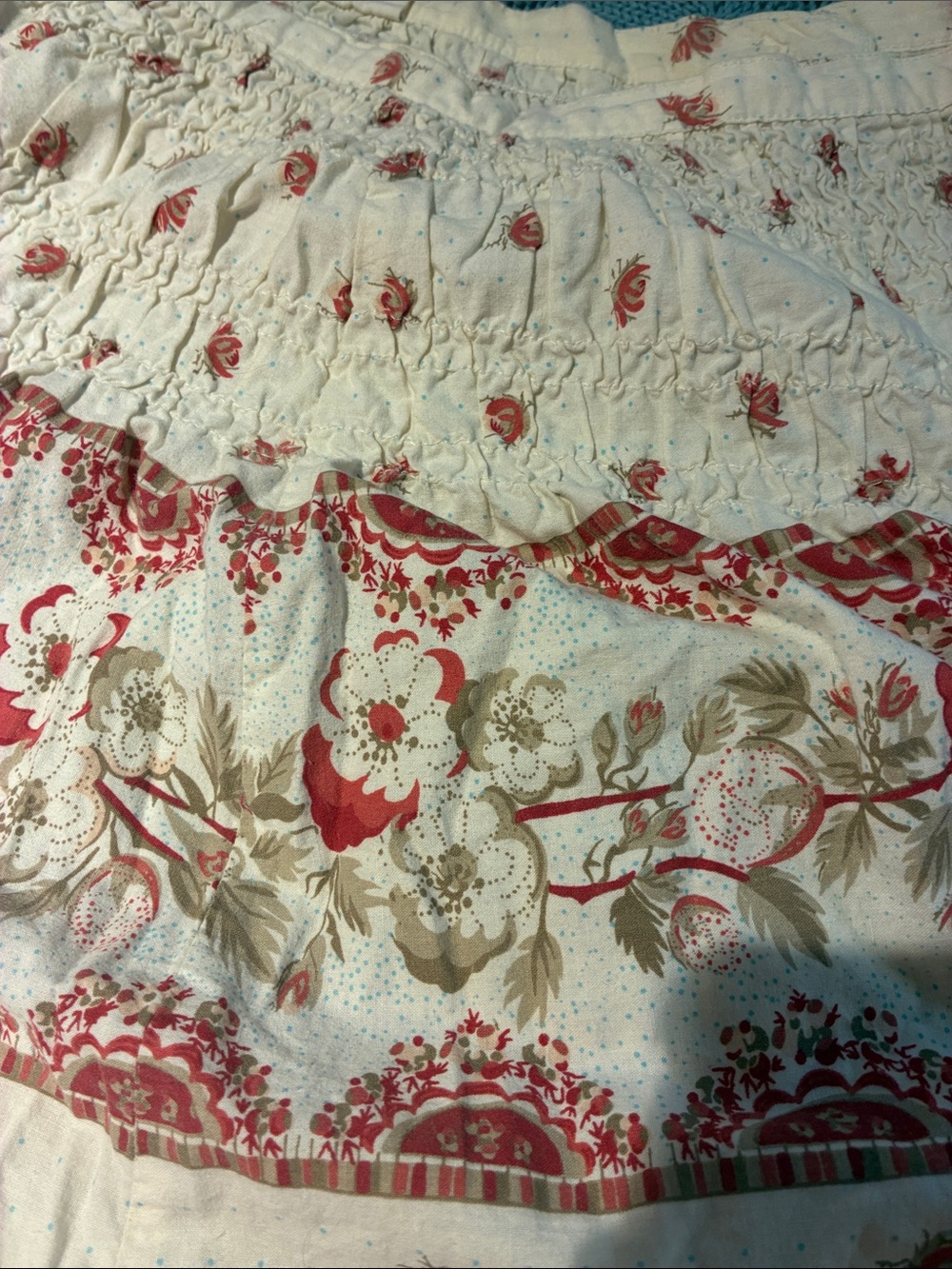 Cream and Red Floral Cherry Blossom Skirt - Picture 6 of 6